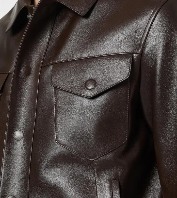 BUFFALO GRAIN LEATHER WESTERN JACKET DARK BROWN online